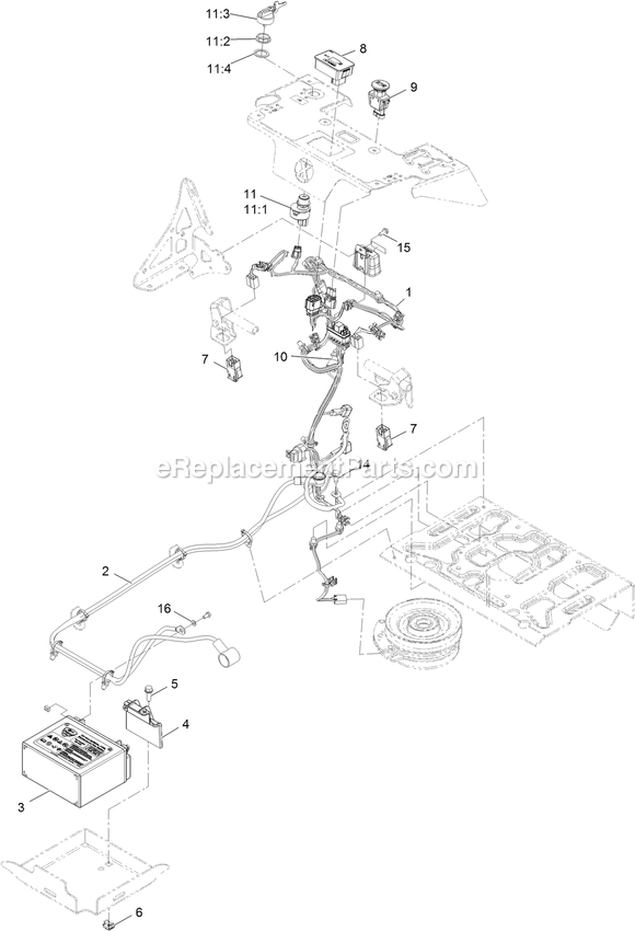 Electrical Assembly Diagram and Parts List for STE600CKA32300 (406294345-408644345)(2020) Exmark Lawn Mower