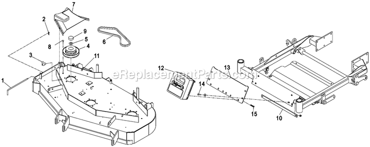 Deck Components (1) Diagram and Parts List for LHPUVD5256 (720000-789999)(2008) Exmark Lawn Tractor Accessories