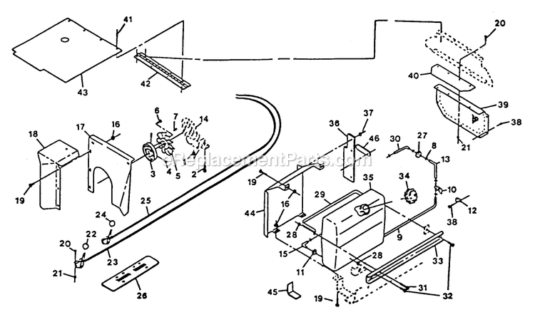 Engine Compartment Diagram and Parts List for EX20KC (130000-149999)(1997) Exmark Lawn Mower