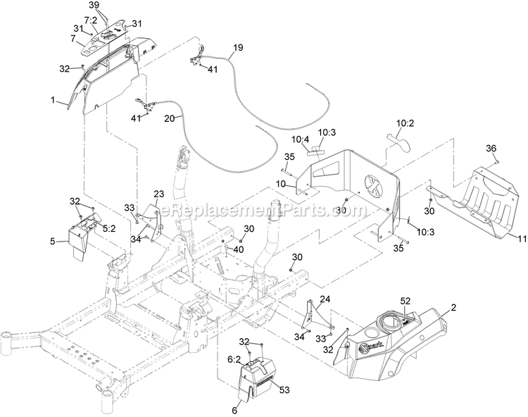 Control Panel Assembly Diagram and Parts List for RAE691GKA48C00 (408644346-999999999)(2021) Exmark Lawn Mower