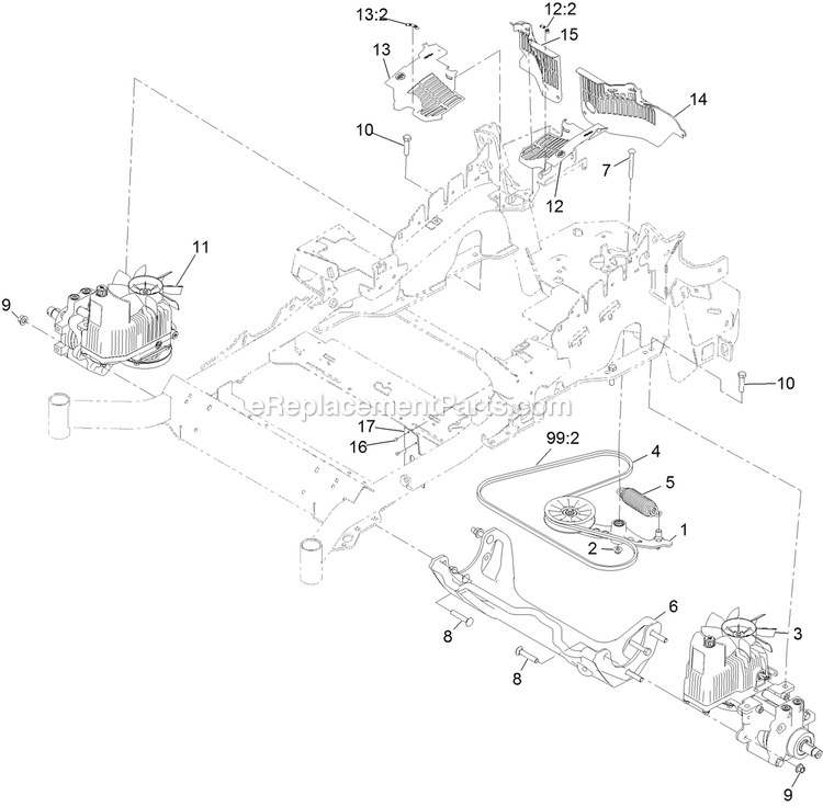 Hydraulic Assembly Diagram and Parts List for LZE742GKC60400 (315000000-315999999)(2015) Exmark Lawn Mower