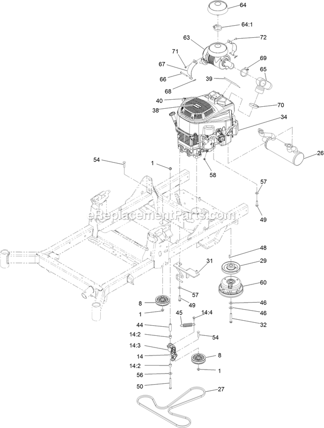 Engine Assembly Diagram and Parts List for RAS708GEM60RC3 (404314159-406294344)(2019) Exmark Lawn Mower