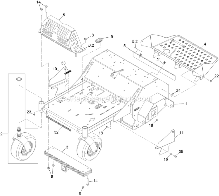 Main Frame Assembly Diagram and Parts List for ARX541CKA30000 (406294345-408644345)(2020) Exmark Aerator