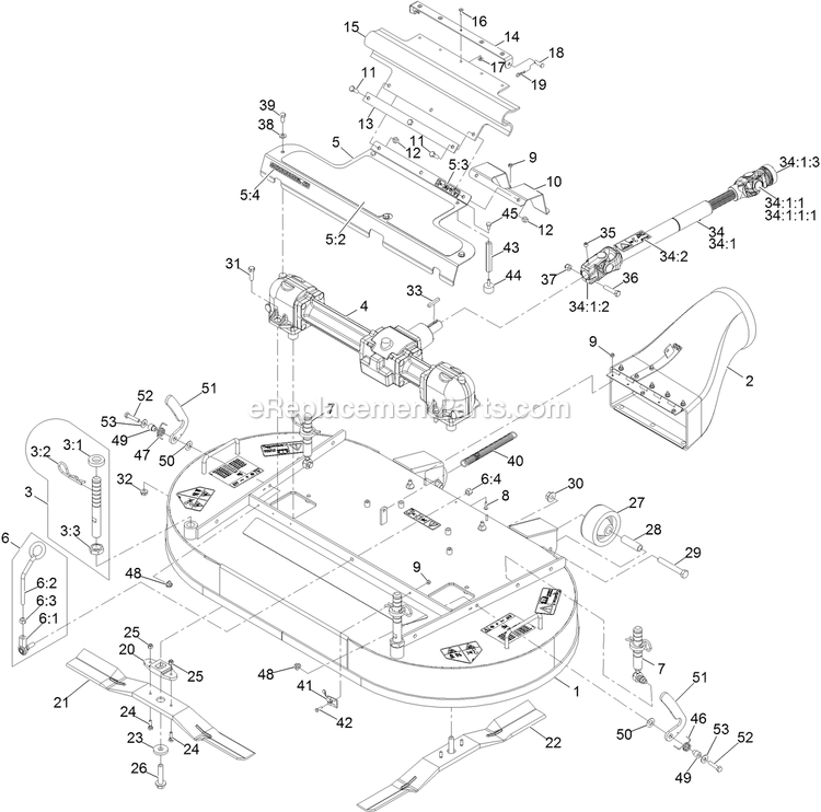 Deck Assembly Diagram and Parts List for NVS730AKC48000 (411294212-999999999)(2022) Exmark Lawn Mower