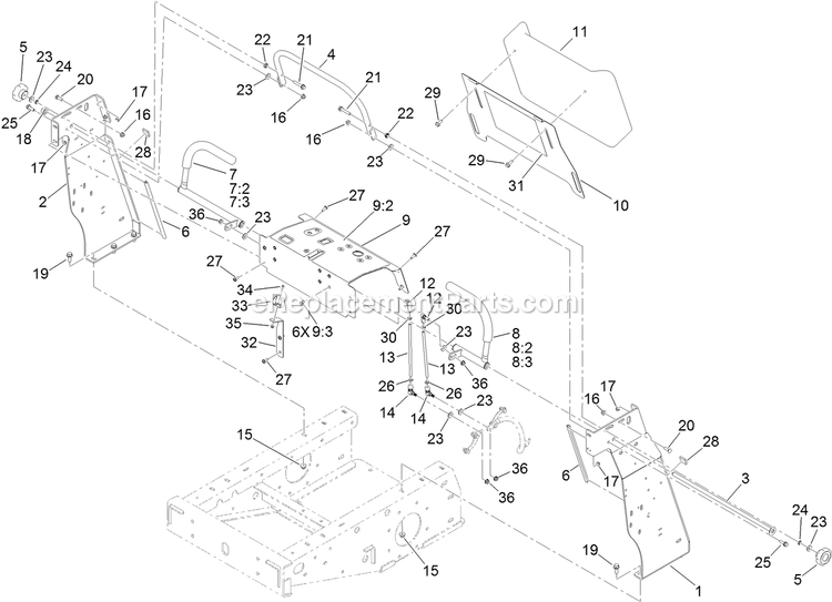 Motion Control Assembly Diagram and Parts List for 34224 400000000-999999999 Exmark Sprayer