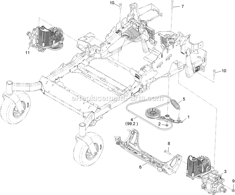Hydraulic Assembly Diagram and Parts List for LZE27KC604 (920000-999999)(2011) Exmark Lawn Mower