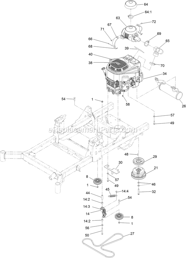 Engine Assembly Diagram and Parts List for RAS708GEM523C3 (402082300-404314158)(2018) Exmark Lawn Mower