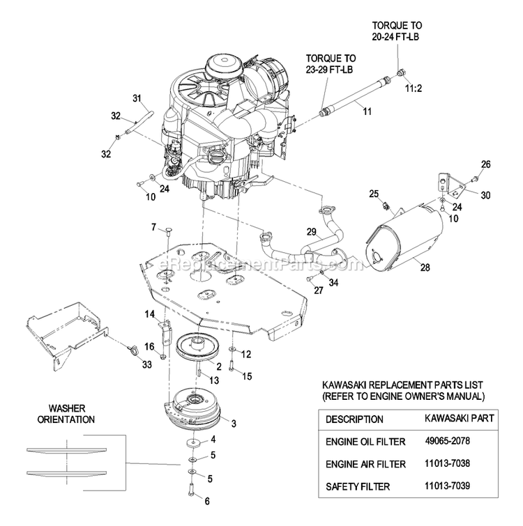 Engine Group (4) Diagram and Parts List for LZAS20BV484 (790000-849999)(2009) Exmark Lawn Mower