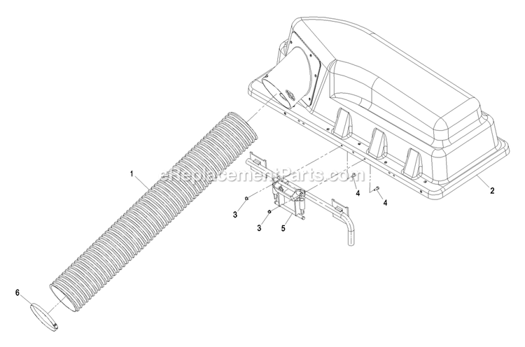 Bagger Top And Hinge Assembly Diagram and Parts List for 116-1084 (790000-849999)(2009) Exmark Lawn Tractor Accessories