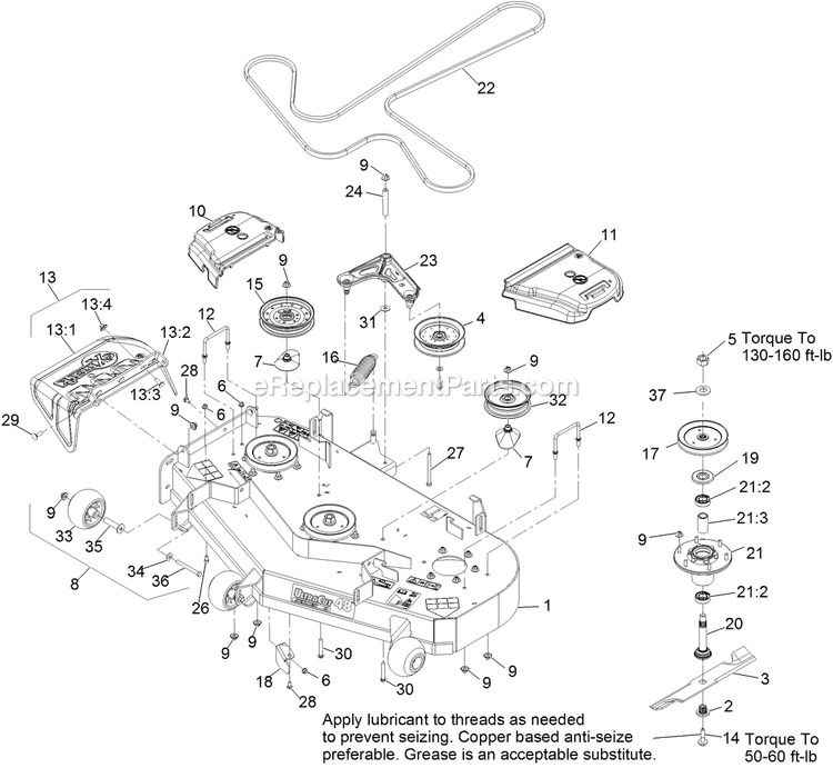 Deck Assembly Diagram and Parts List for PNS710GKC483A4 (315000000-315999999)(2015) Exmark Lawn Mower