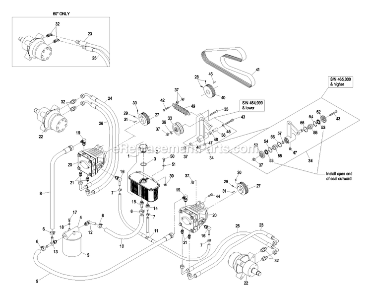Hydraulic Group Diagram and Parts List for LZ20KC524AS (440000-509999)(2004) Exmark Lawn Mower