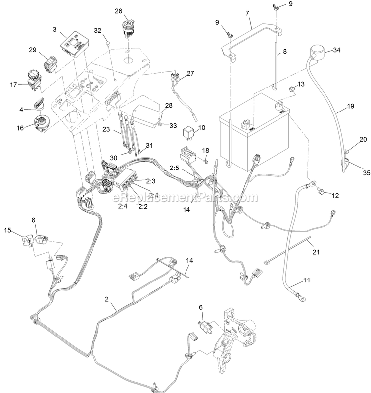 Electrical Assembly Diagram and Parts List for LZX940EKC60RT0 (316000000-399999999)(2016) Exmark Lawn Mower
