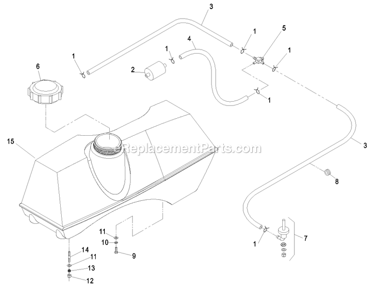 Fuel Group (1) Diagram and Parts List for LCT5219KA (440000-509999)(2004) Exmark Lawn Mower