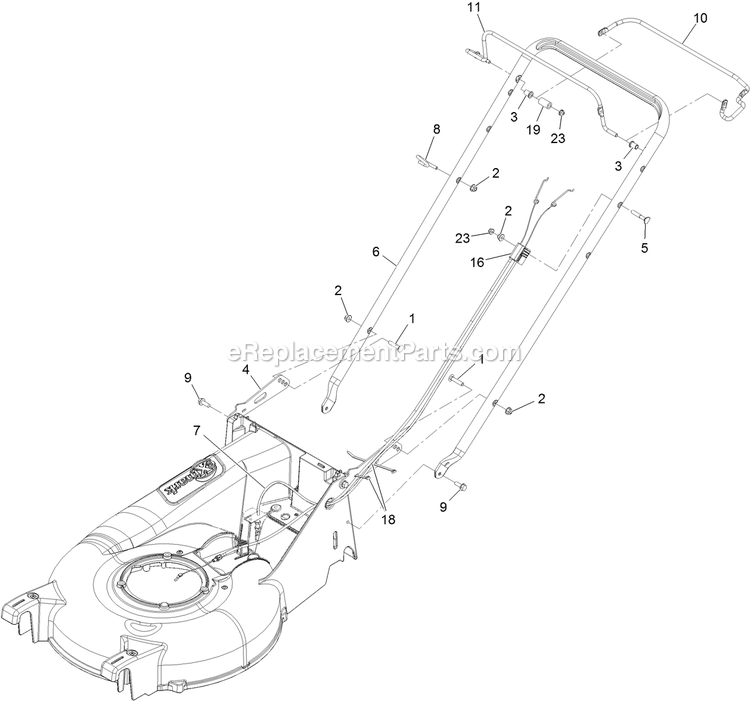 Handle Assembly Diagram and Parts List for ECX180CKA21000 (404314159-406294344)(2019) Exmark Lawn Mower