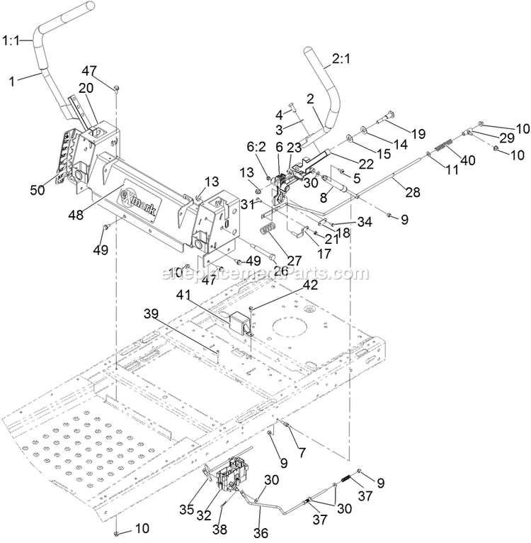 Motion Control Assembly Diagram and Parts List for QTE651KA421 (313000000-313999999)(2013) Exmark Lawn Mower