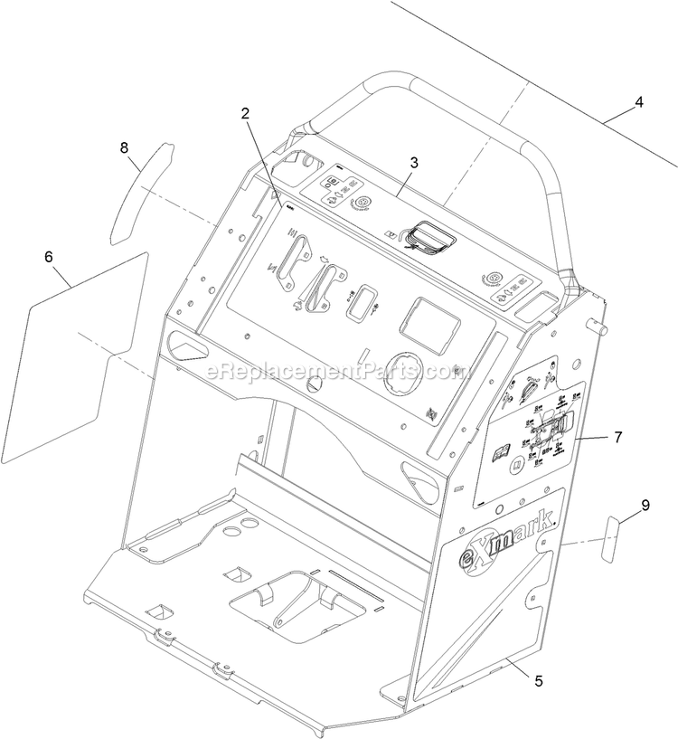 Control Tower With Decals Assembly Diagram and Parts List for VTS541CKA36300 (315000000-315999999)(2015) Exmark Lawn Mower