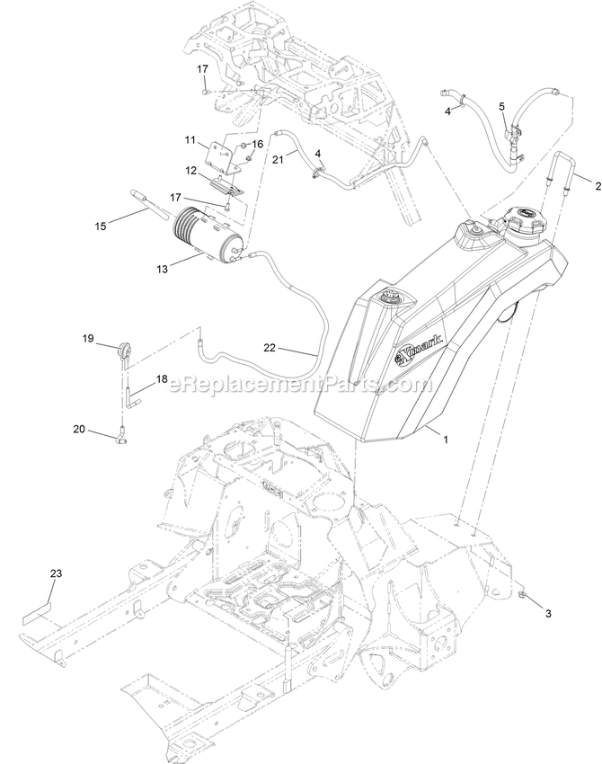 Fuel Assembly Diagram and Parts List for STE600CKA323H1 (408644346-411294211)(2021) Exmark Lawn Mower