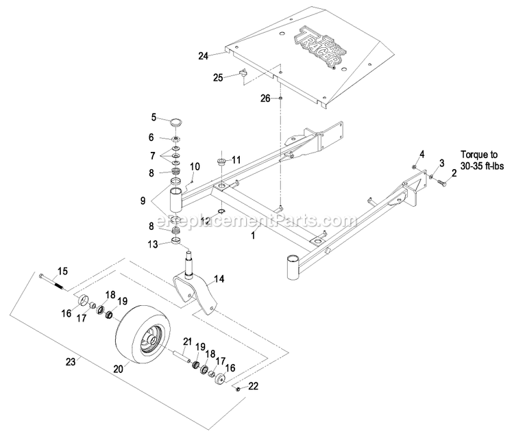 Deck Support Diagram and Parts List for TT20KC (440000-509999)(2004) Exmark Lawn Mower