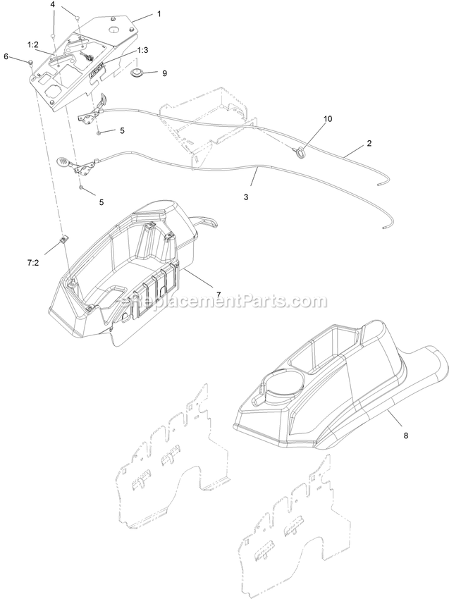 Controls Assembly Diagram and Parts List for LZE600GKA484A2 (315000000-315999999)(2015) Exmark Lawn Mower