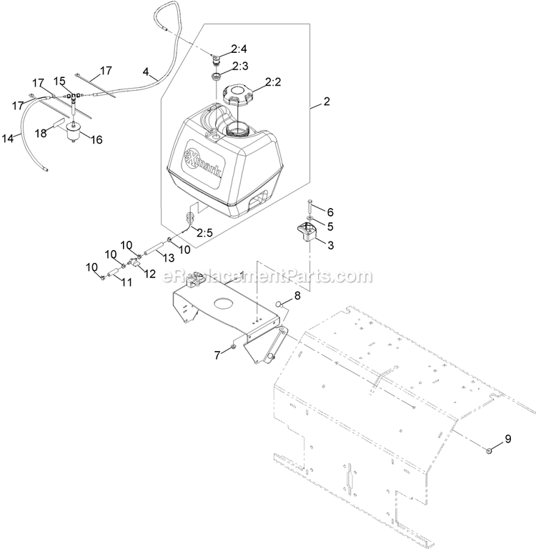 Fuel Assembly Diagram and Parts List for SAR481KA30 (313000000-313999999)(2013) Exmark Aerator