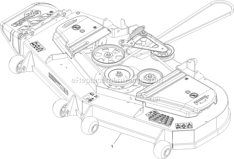 Complete Deck Assembly Diagram and Parts List for LZX993EBV606X1 (411294212-999999999)(2022) Exmark Lawn Mower