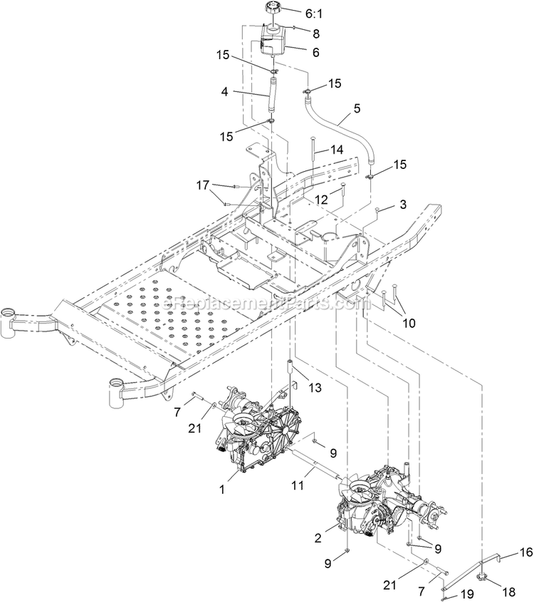 Hydraulic Assembly Diagram and Parts List for PNS600KA443 (313000000-313999999)(2013) Exmark Lawn Mower