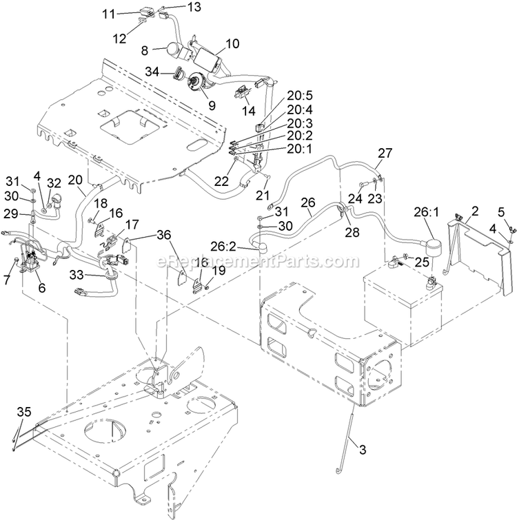 Electrical Assembly Diagram and Parts List for VT18KA363 (920000-999999)(2011) Exmark Lawn Mower