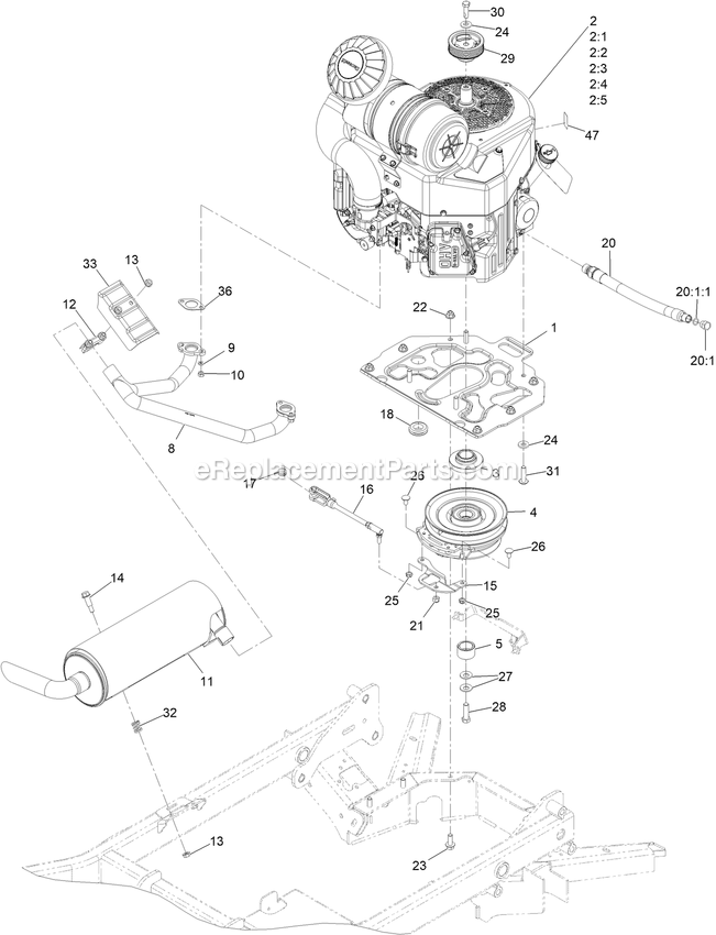 Engine Assembly Diagram and Parts List for STS730GKA52400 (408644346-411294211)(2021) Exmark Lawn Mower
