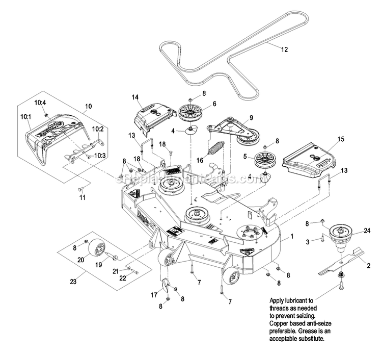 Deck Group (1) Diagram and Parts List for LZAS20BV484 (790000-849999)(2009) Exmark Lawn Mower