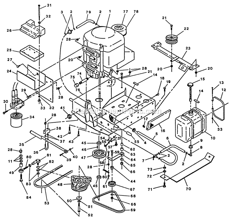 Engine Deck Group Diagram and Parts List for TR-1800  Exmark Lawn Mower