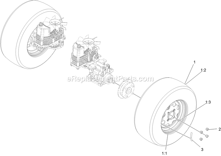 Rear Wheel Assembly Diagram and Parts List for LZS740PKC52400 (315000000-315999999)(2015) Exmark Lawn Mower