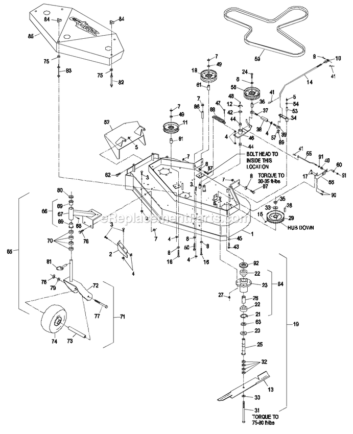 Mower Deck (2) Diagram and Parts List for M14815KC (320000-369999)(2002) Exmark Lawn Mower