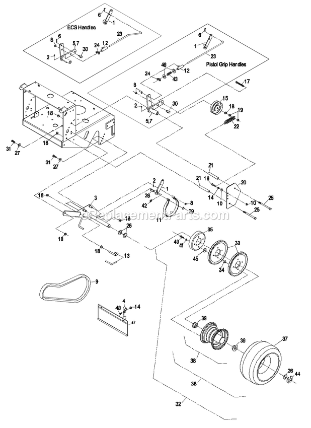 Engine Deck Group (2) Diagram and Parts List for M14815KC (320000-369999)(2002) Exmark Lawn Mower