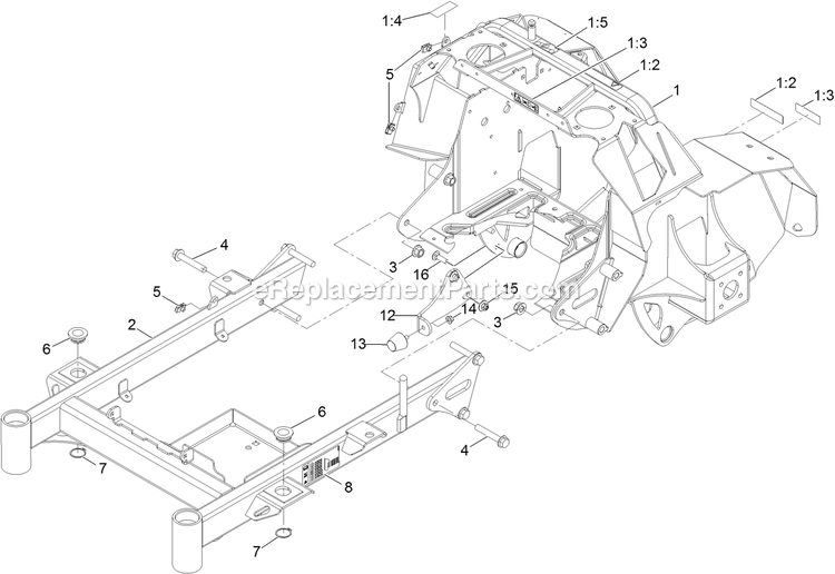 Main Frame Assembly Diagram and Parts List for STE600CKA32300 (404314159-406294344)(2019) Exmark Lawn Mower