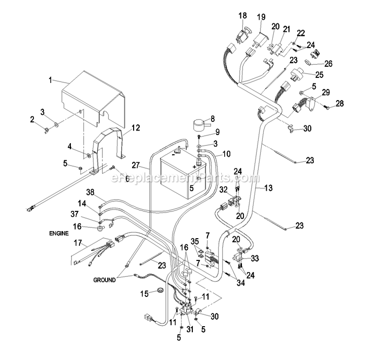 Electrical Group Diagram and Parts List for TT23KAECA (790000-849999)(2009) Exmark Lawn Mower