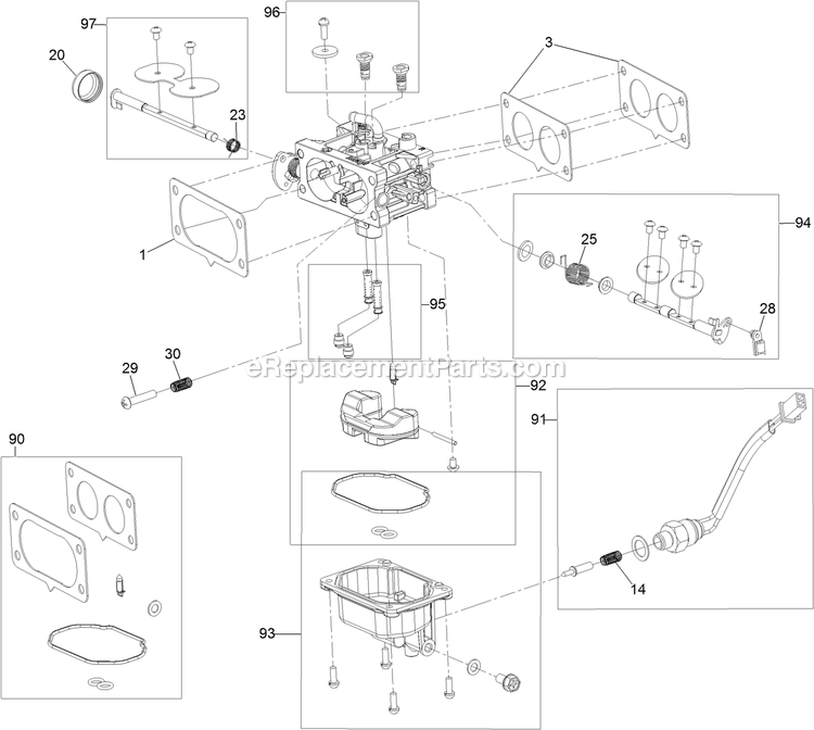 Carburetor Assembly Diagram and Parts List for RAE708GEM52300 (404314159-406294344)(2019) Exmark Lawn Mower