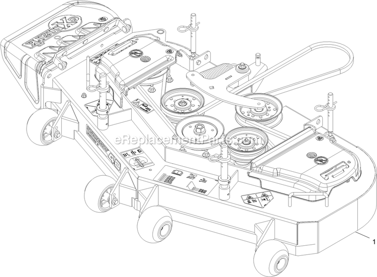 Complete Deck Assembly Diagram and Parts List for TTS600GKA483E0 (404314159-406294344)(2019) Exmark Lawn Mower