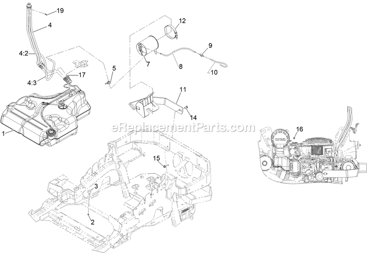 Fuel System Assembly Diagram and Parts List for LZS749AKC604A1 (411294212-999999999)(2022) Exmark Lawn Mower