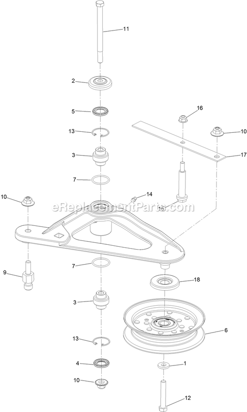 Deck Idler Assembly Diagram and Parts List for LZX940EKC60RW0 (402082300-404314158)(2018) Exmark Lawn Mower