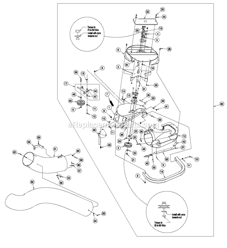 Blower Assembly (1) Diagram and Parts List for UV6672 (600000-669999)(2006) Exmark Lawn Tractor Accessories
