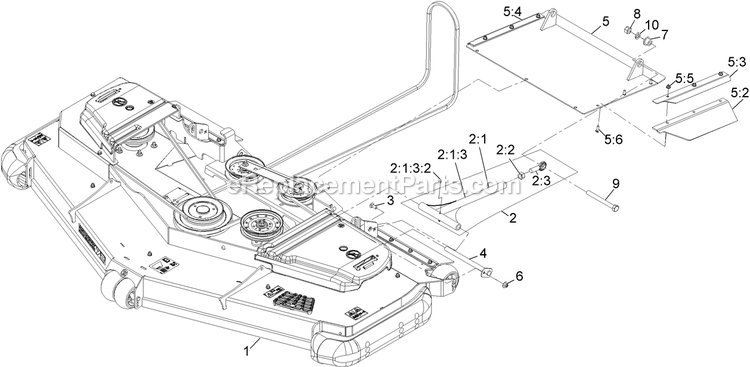 Complete Deck Assembly Diagram and Parts List for LZS902DKU72R00 (400000000-402082299)(2017) Exmark Lawn Mower
