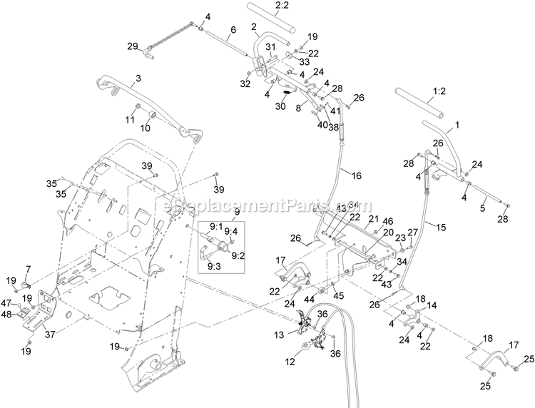 Controls Group Diagram and Parts List for VT24KAS484 (850000-919999)(2010) Exmark Lawn Mower