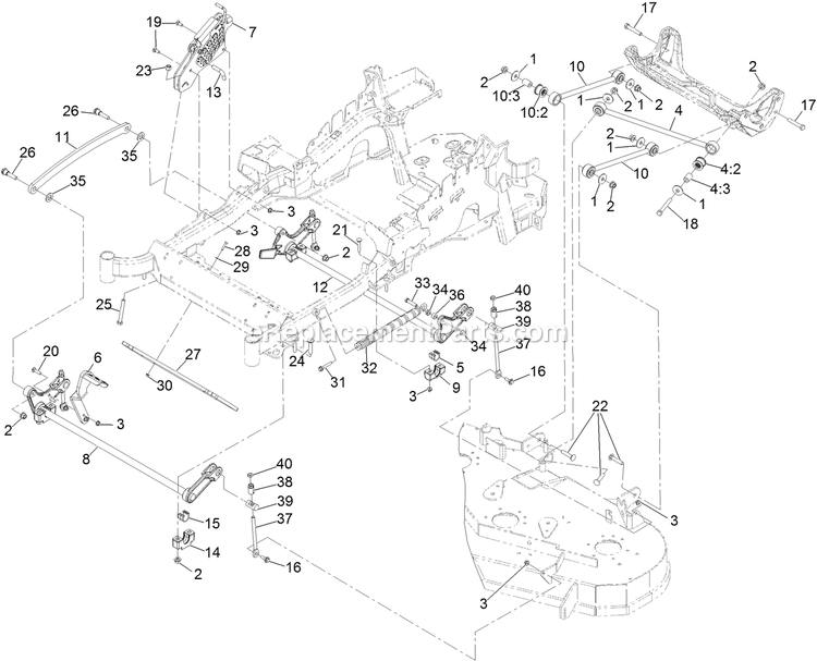 Deck Lift Assembly Diagram and Parts List for LZX740EKC526W0 (400000000-499999999)(2017) Exmark Lawn Mower