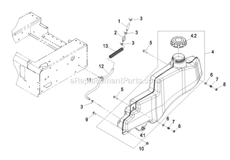 Fuel Group Diagram and Parts List for QSP20BV443 (850000-919999)(2010) Exmark Lawn Mower