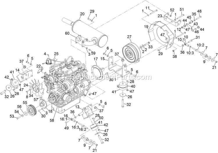 Engine Assembly Diagram and Parts List for LZDS902K72RD (314000000-314999999)(2014) Exmark Lawn Mower