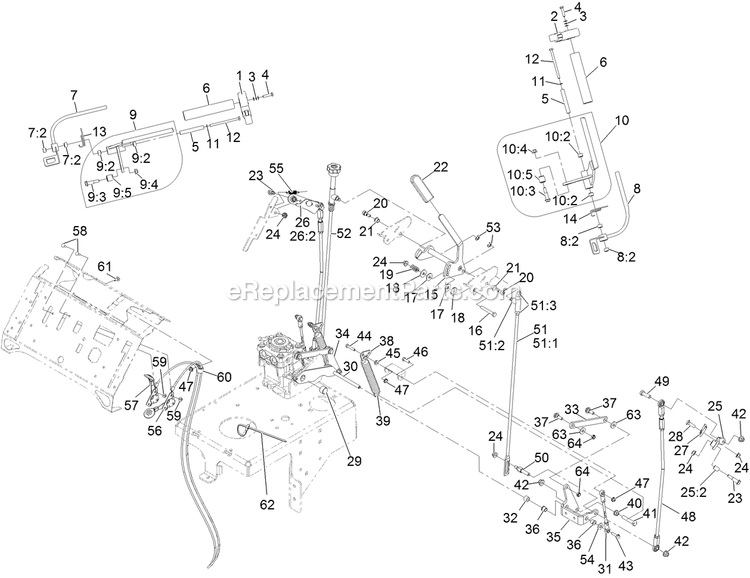 Controls Assembly Diagram and Parts List for VTX691KA524 (314000000-314999999)(2014) Exmark Lawn Mower