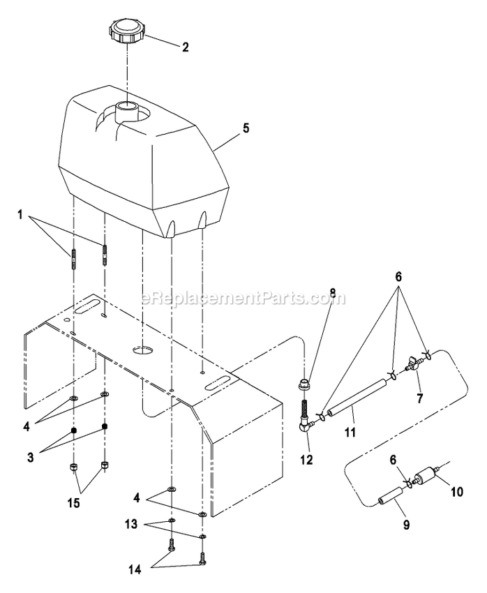 Fuel Group Diagram and Parts List for TT23KA (260000-319999)(2001) Exmark Lawn Mower