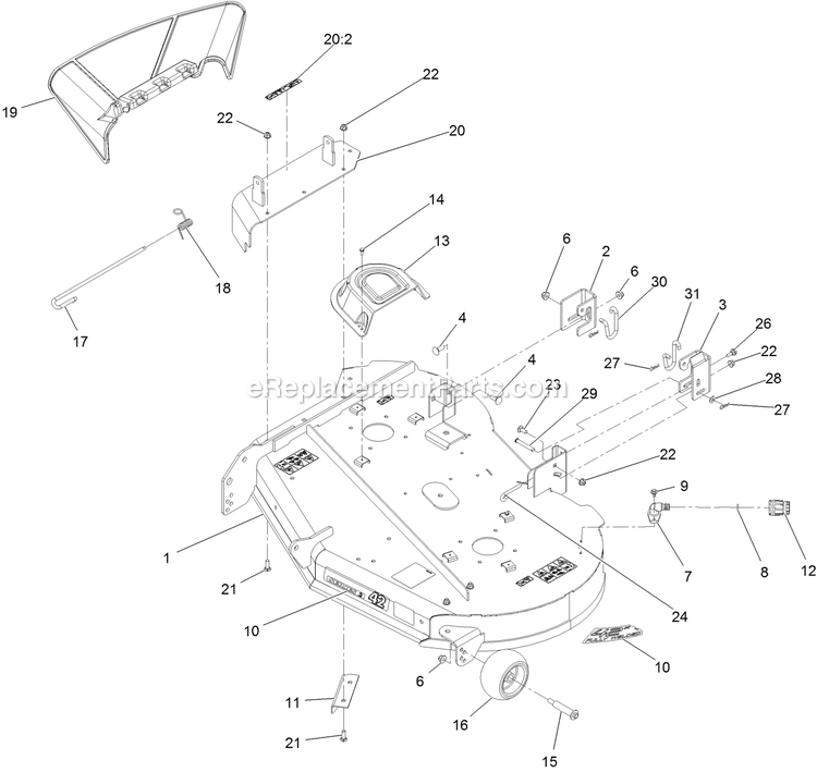 Deck Assembly Diagram and Parts List for QTS708GEM42200 (315000000-315999999)(2015) Exmark Lawn Mower
