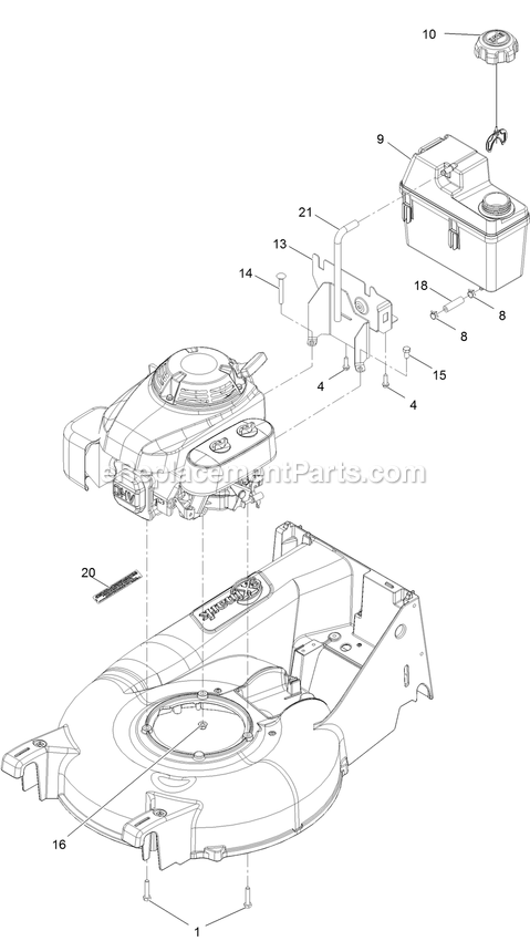Engine Assembly Diagram and Parts List for ECX160CHN21000 (404314159-406294344)(2019) Exmark Lawn Mower