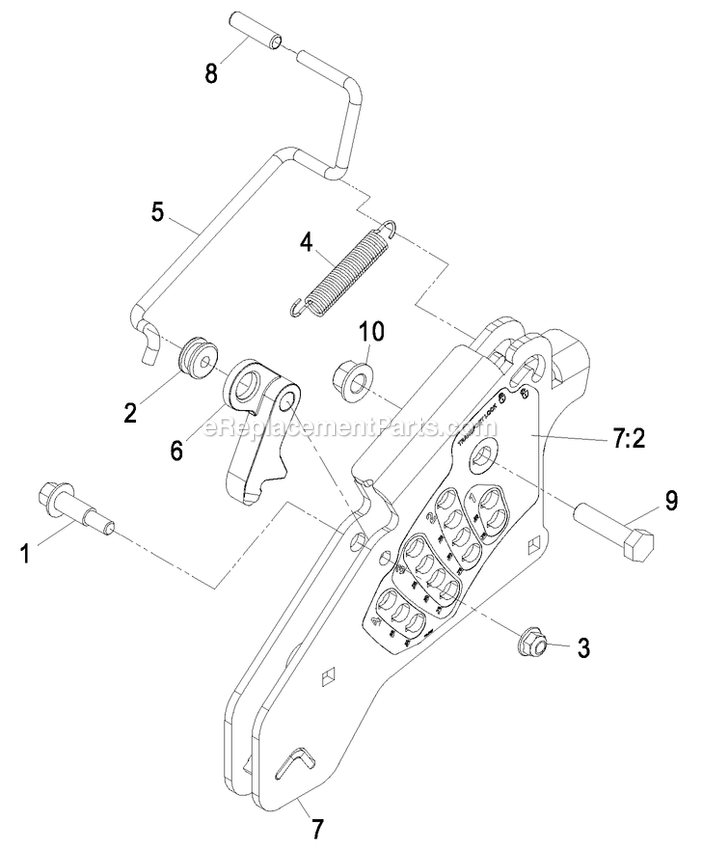 Height Of Cut Assembly Diagram and Parts List for LZA20KAS484 (850000-919999)(2010) Exmark Lawn Mower